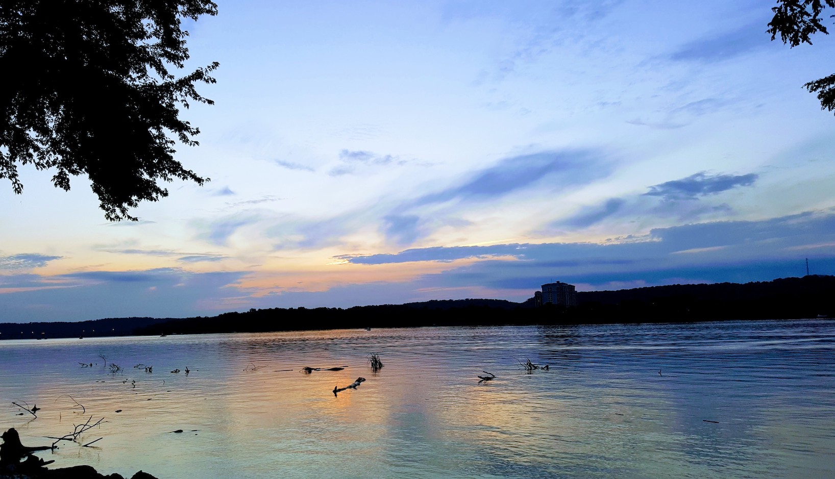 Sunset setting on the water