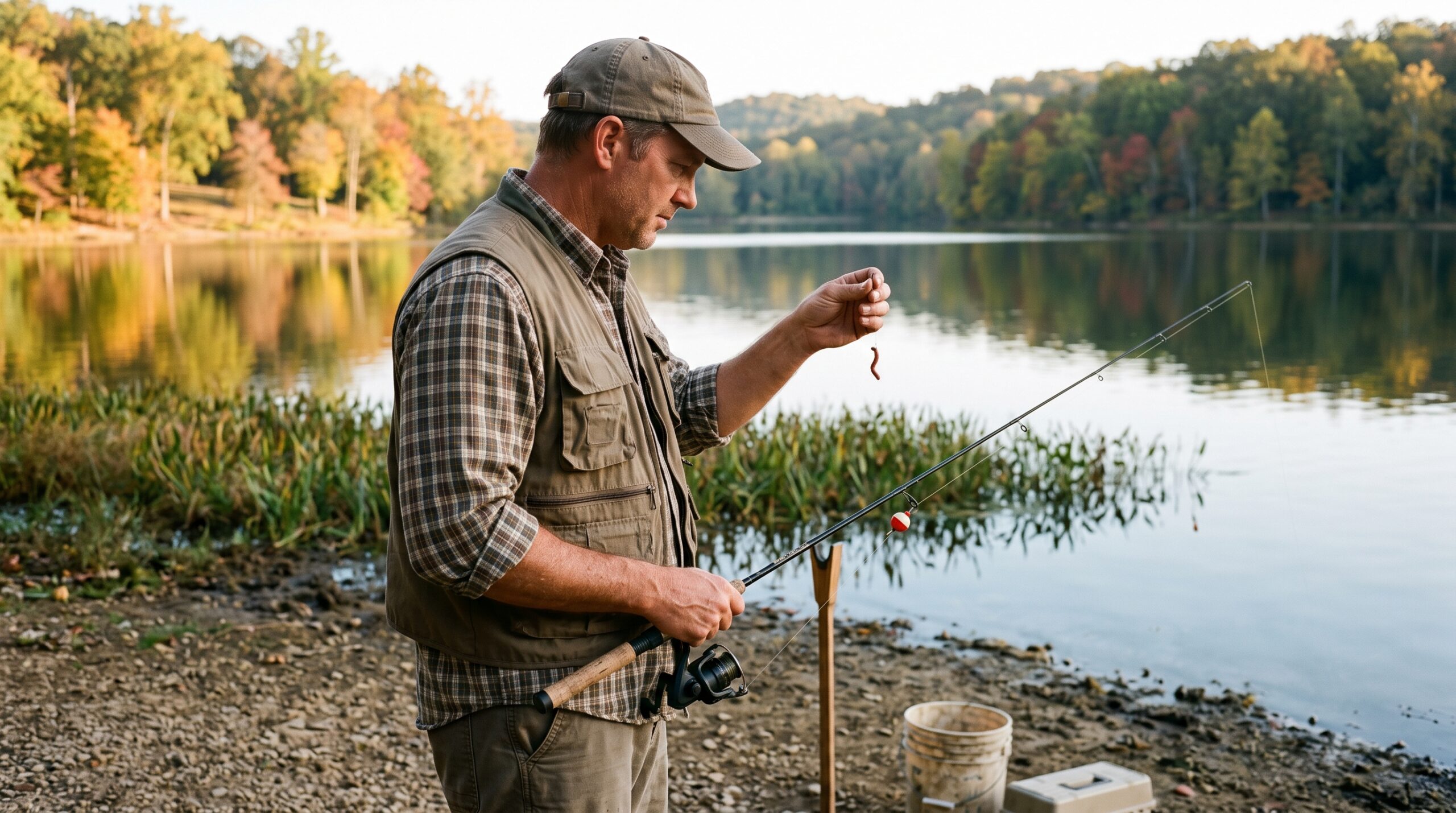 Kentucky park-lake bank in early autumn.